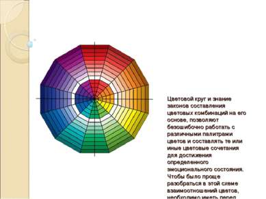 Цветовой круг и знание законов составления цветовых комбинаций на его основе,...