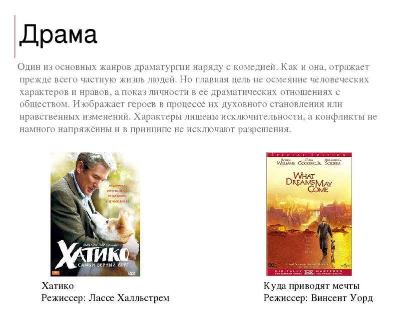 Драма Один из основных жанров драматургии наряду с комедией. Как и она, отраж...