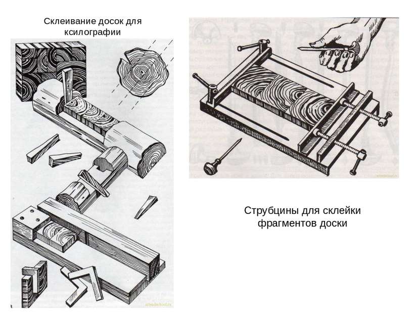 Склеивание досок для ксилографии Струбцины для склейки фрагментов доски