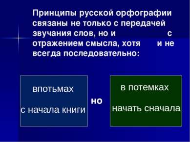 Принципы русской орфографии связаны не только с передачей звучания слов, но и...