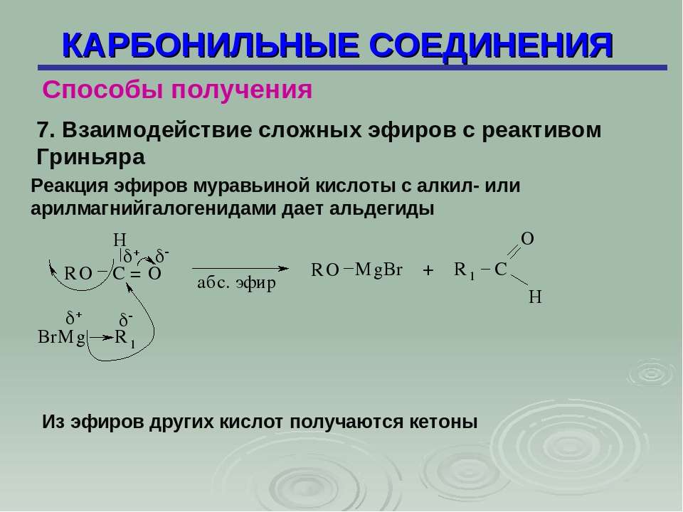 Синтез муравьиной кислоты. Карбонильные соединения. Реакция Гриньяра. Синтез карбонильных соединений с помощью реактивов Гриньяра. Взаимодействие карбонильных соединений с реактивами Гриньяра. Взаимодействие карбонильных соединений с рcl5.