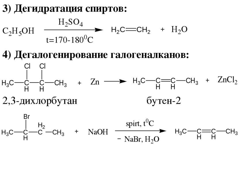 Дегидратация бутана. Бутилен-2 в 2,3 дихлорбутан. Дегалогенирование 2 3 дихлорбутана. Дегалогенирование галогеналканов.