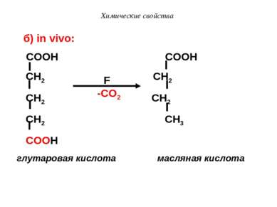 Химические свойства COOH COOH CH2 CH2 CH2 CH2 CH2 CH3 COOH глутаровая кислота...