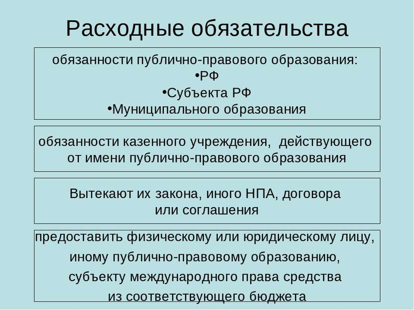 Расходные обязательства обязанности публично-правового образования: РФ Субъек...