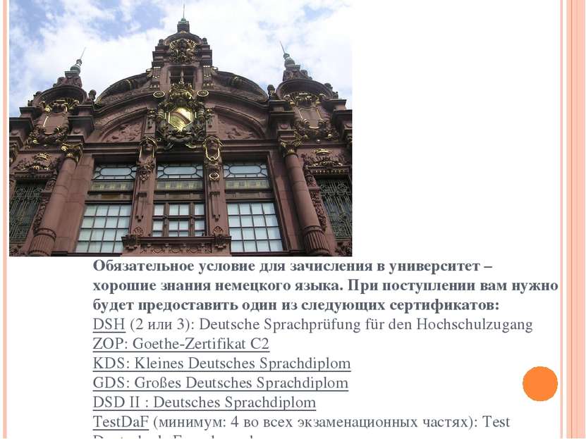 Обязательное условие для зачисления в университет – хорошие знания немецкого ...