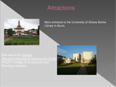 Attractions Main entrance to the University of Ghana Balme Library in Accra S...