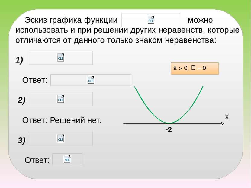 Эскиз графика функции можно использовать и при решении других неравенств, кот...