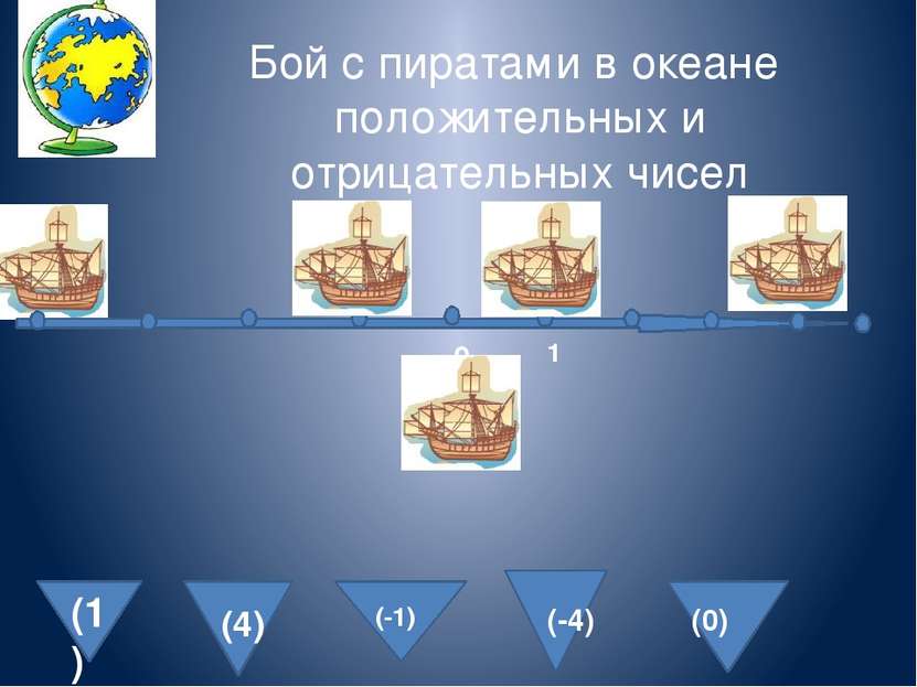 Бой с пиратами в океане положительных и отрицательных чисел 0 1 (1) (4) (-1) ...