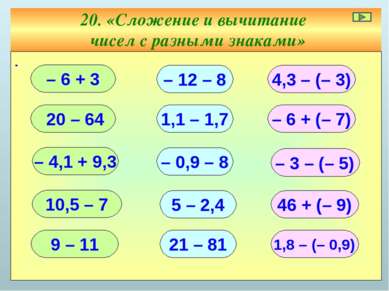 20. «Сложение и вычитание чисел с разными знаками» ∙