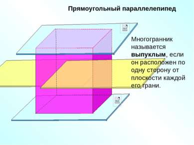 Прямоугольный параллелепипед Многогранник называется выпуклым, если он распол...