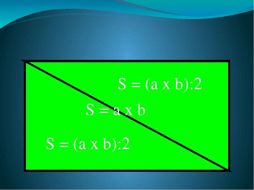 S = a x b S = (a x b):2 S = (a x b):2