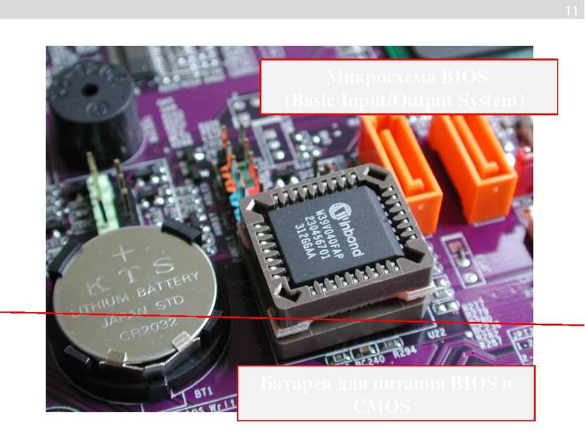 11 Микросхема BIOS (Basic Input/Output System)   Батарея для питания BIOS и C...