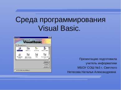 Среда программирования Visual Basic. Презентацию подготовила учитель информат...