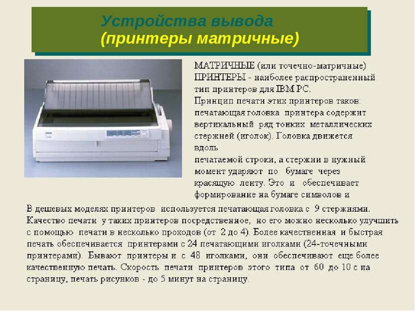 Устройства вывода (принтеры матричные)