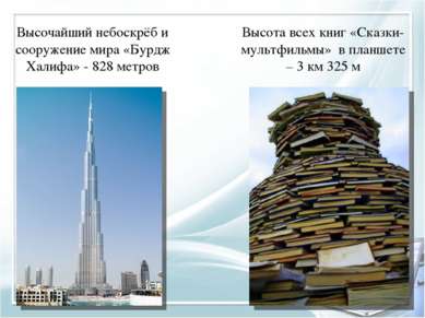 Высочайший небоскрёб и сооружение мира «Бурдж Халифа» - 828 метров Высота все...
