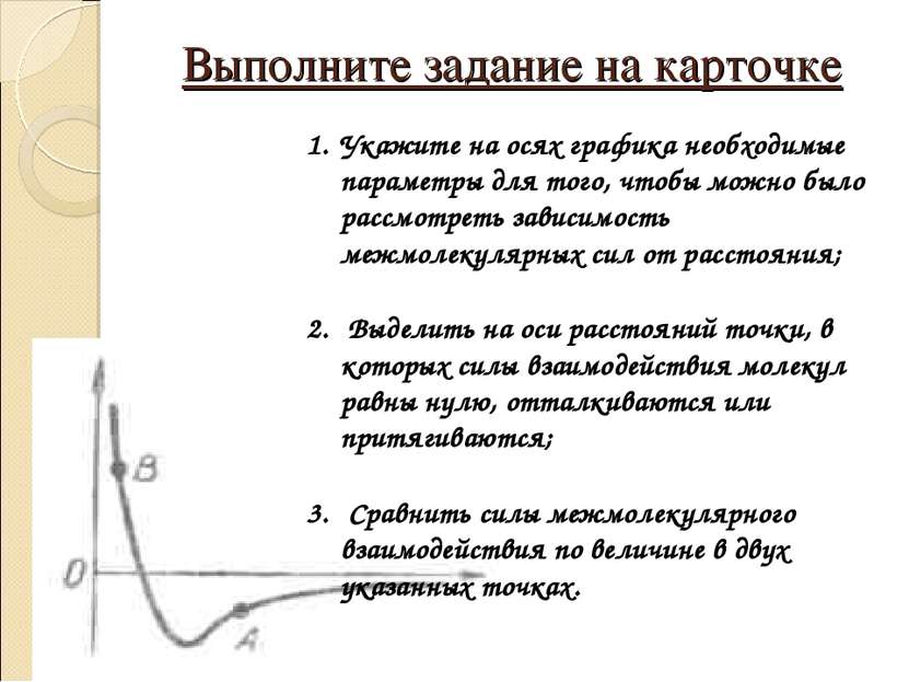 Выполните задание на карточке Укажите на осях графика необходимые параметры д...