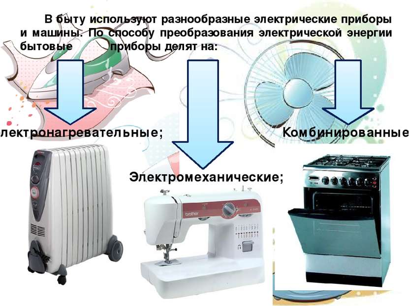 В быту используют разнообразные электрические приборы и машины. По способу пр...