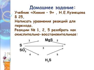 2 1 4 3 5 MgS S SO2 H2S