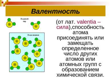 Валентность (от лат. valentia – сила),способность атома присоединять или заме...