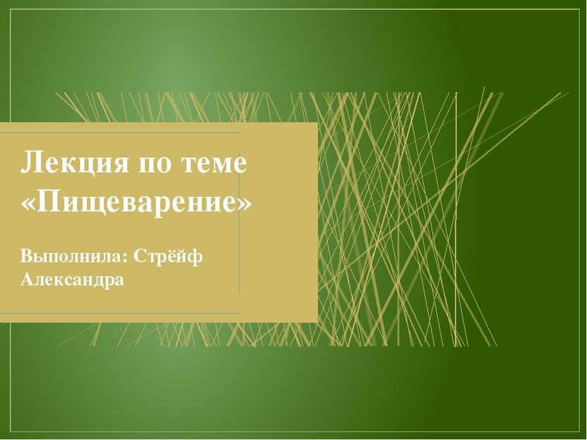 Лекция по теме «Пищеварение» Выполнила: Стрёйф Александра