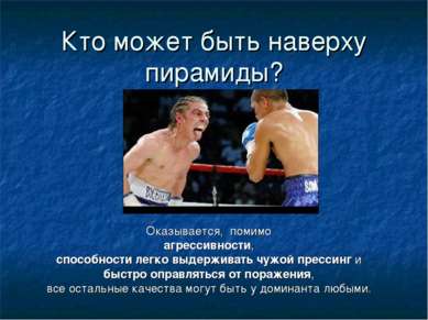 Кто может быть наверху пирамиды? Оказывается, помимо агрессивности, способнос...