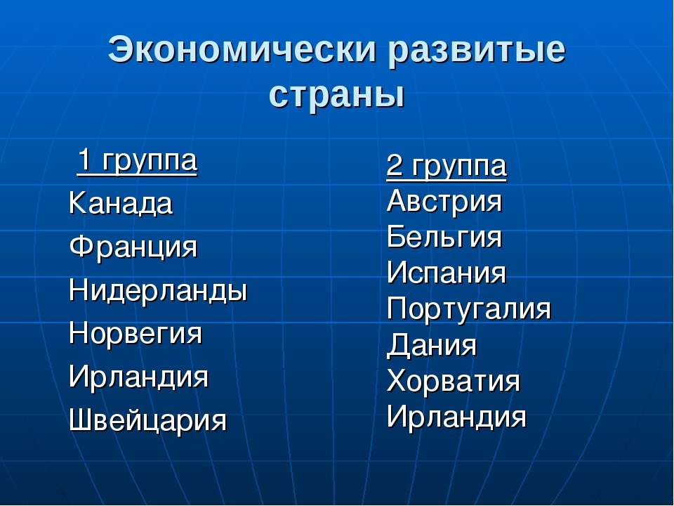 Экономически развитые страны северной америки. Экономически развитые страны. Нидерланды экономически развитая Страна.