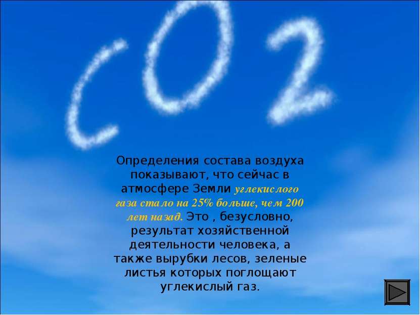 Определения состава воздуха показывают, что сейчас в атмосфере Земли углекисл...