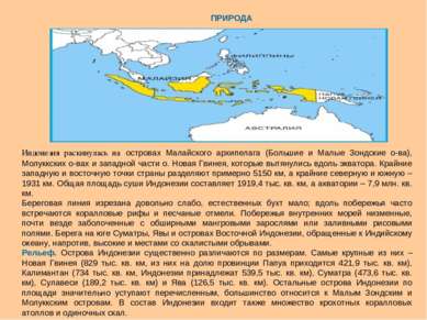 ПРИРОДА Индонезия раскинулась на островах Малайского архипелага (Большие и Ма...