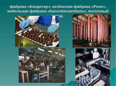 фабрика «Кондитер», колбасная фабрика «Рено», мебельная фабрика «Киселёвскмеб...