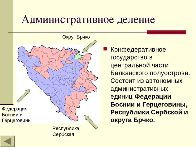 Административное деление Конфедеративное государство в центральной части Балк...