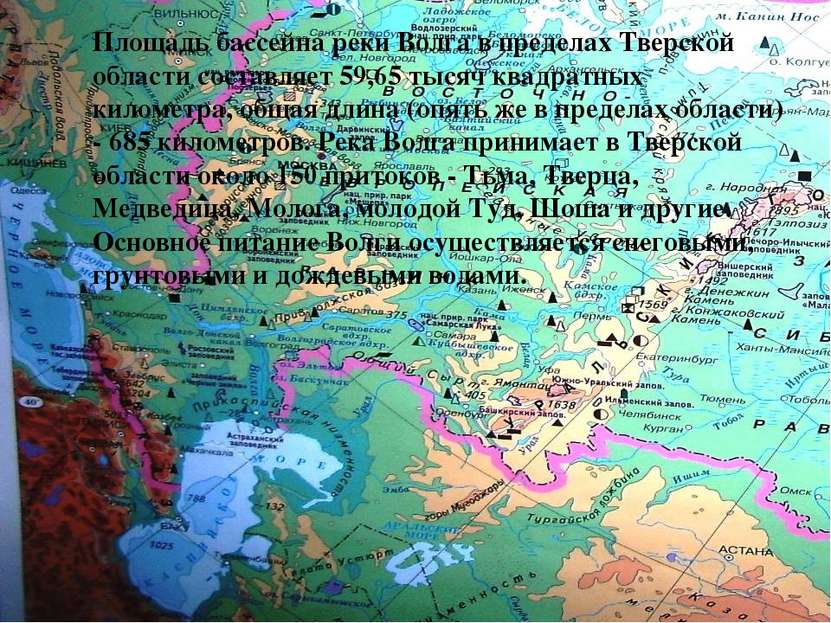 Площадь бассейна реки Волга в пределах Тверской области составляет 59,65 тыся...