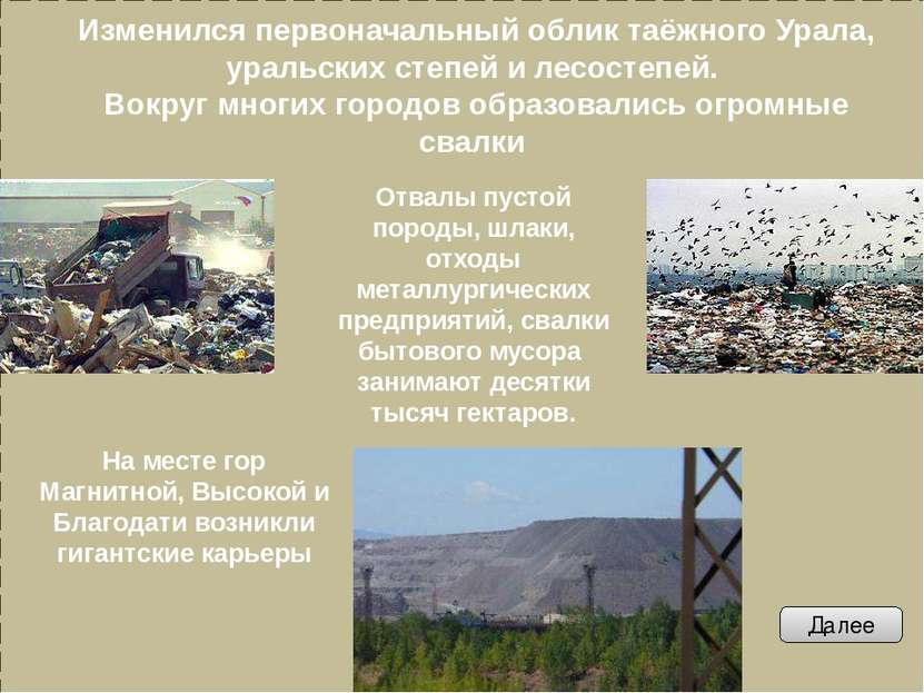 Загрязнение атмосферы На долю промышленных районов Урала приходится 46% выбро...