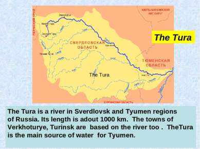 The Tura is a river in Sverdlovsk and Tyumen regions of Russia. Its length is...