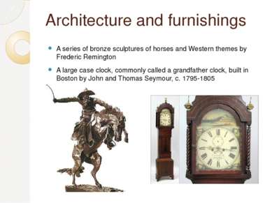 Architecture and furnishings A series of bronze sculptures of horses and West...