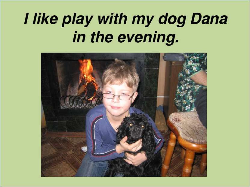 I like play with my dog Dana in the evening.
