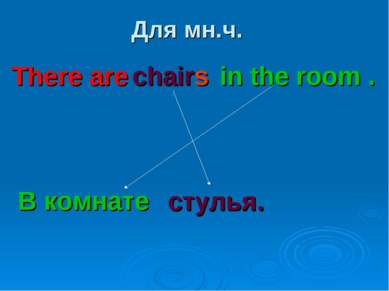 Для мн.ч. There are chairs in the room . В комнате стулья.