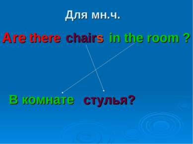 Для мн.ч. there chairs in the room ? В комнате стулья? Are