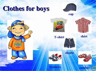 cap T-shirt shirt shorts trainers sandals Clothes for boys