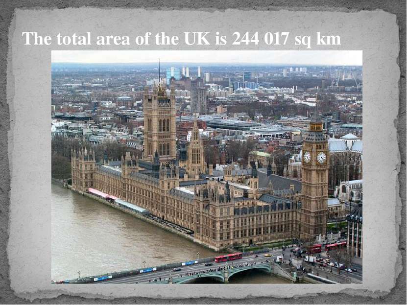 The total area of the UK is 244 017 sq km