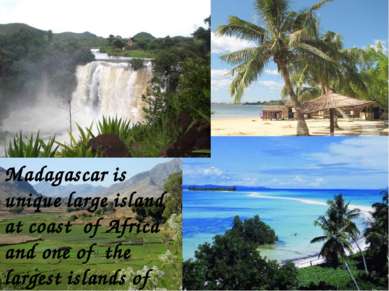 Madagascar is unique large island at coast of Africa and one of the largest i...