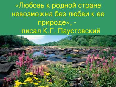 «Любовь к родной стране невозможна без любви к ее природе», - писал К.Г. Паус...