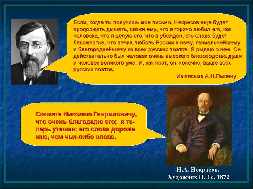 Н.А. Некрасов. Художник Н. Ге. 1872 Если, когда ты получишь мое письмо, Некра...