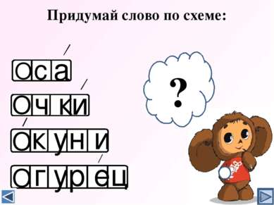 Придумай слово по схеме: О О О О ? с а ч ки к ун и г ур ец