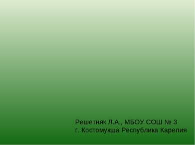 Решетняк Л.А., МБОУ СОШ № 3 г. Костомукша Республика Карелия