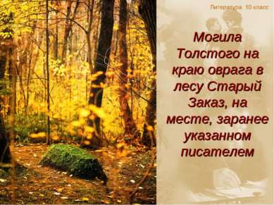 Могила Толстого на краю оврага в лесу Старый Заказ, на месте, заранее указанн...