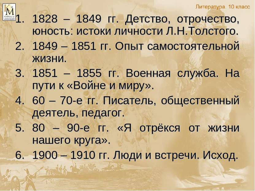 1828 – 1849 гг. Детство, отрочество, юность: истоки личности Л.Н.Толстого. 18...