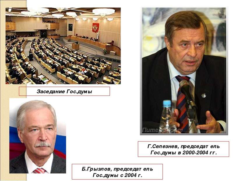 Заседание Гос.думы Г.Селезнев, председатель Гос.думы в 2000-2004 гг. Б.Грызло...