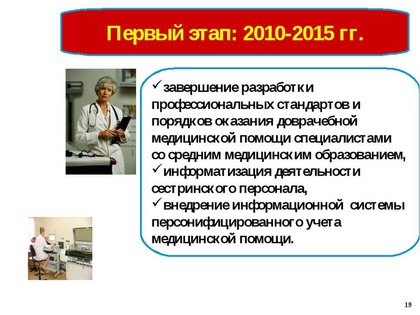 Первый этап: 2010-2015 гг. завершение разработки профессиональных стандартов ...