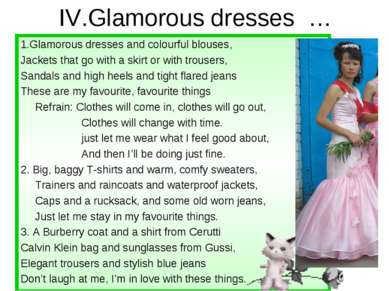 IV.Glamorous dresses … 1.Glamorous dresses and colourful blouses, Jackets tha...