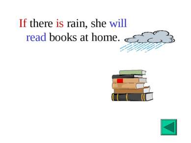 If there is rain, she will read books at home.